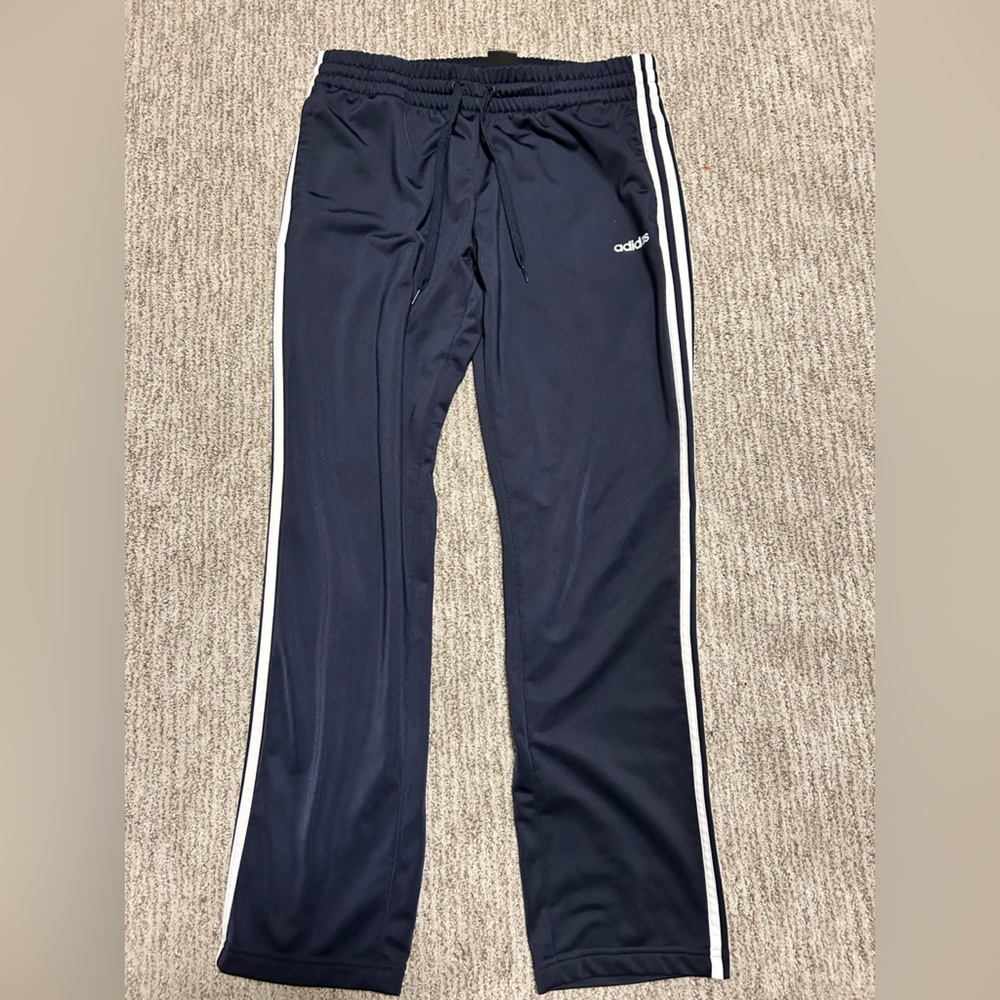 adidas Navy Joggers with White Side Stripes — Kids
